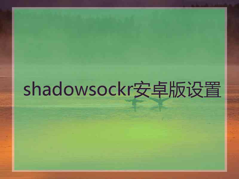 shadowsockr安卓版设置