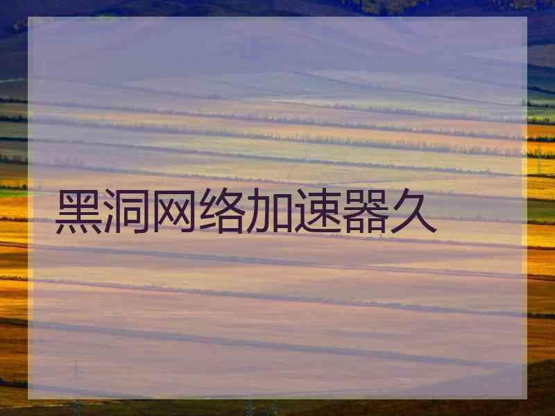 黑洞网络加速器久