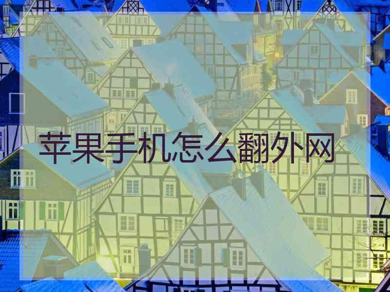 苹果手机怎么翻外网