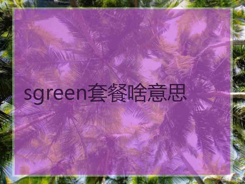 sgreen套餐啥意思
