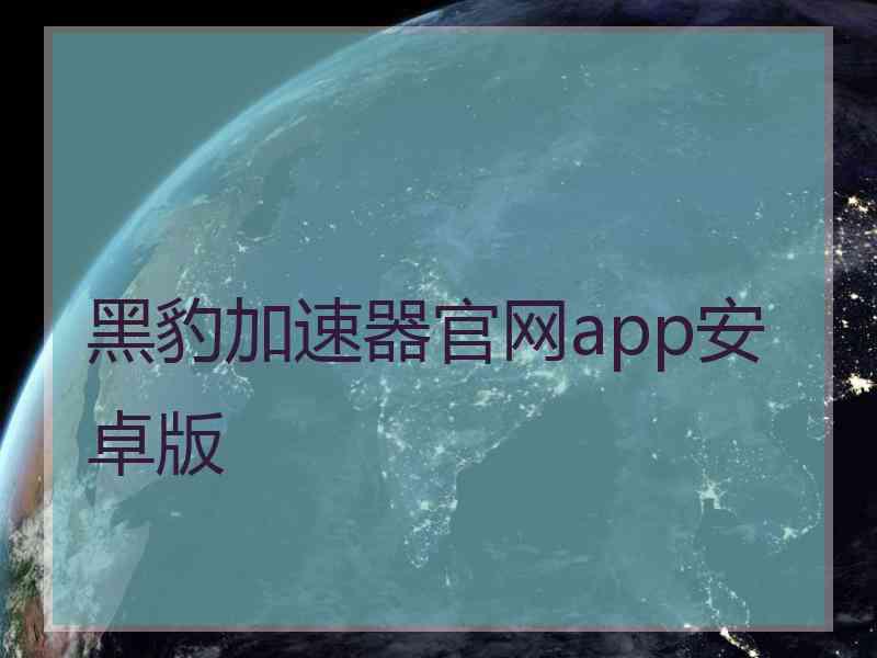 黑豹加速器官网app安卓版