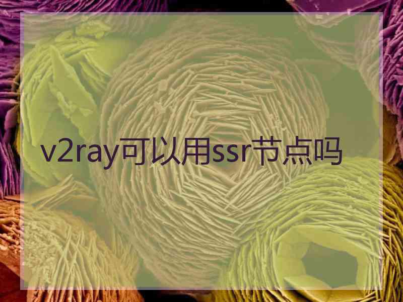 v2ray可以用ssr节点吗