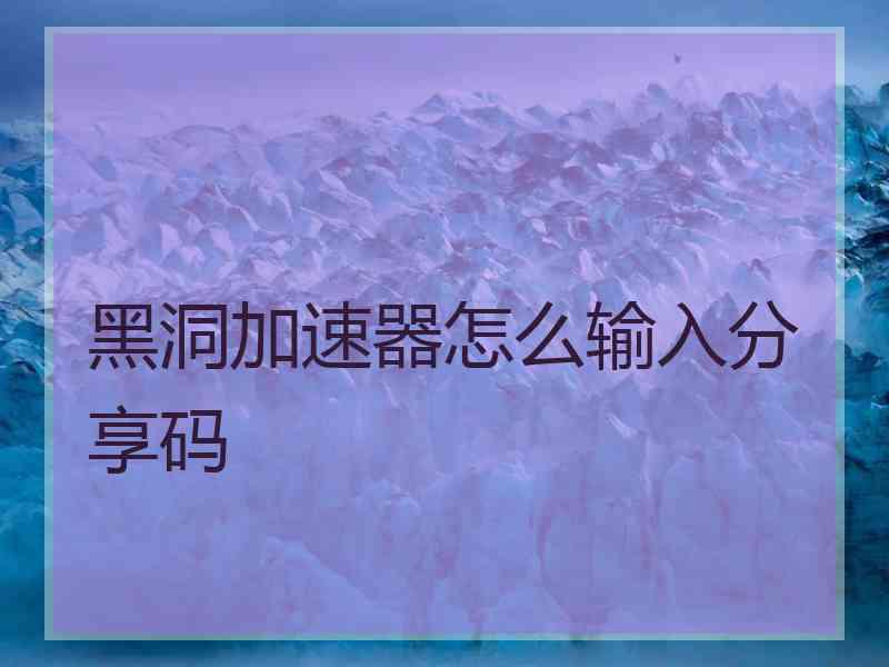 黑洞加速器怎么输入分享码