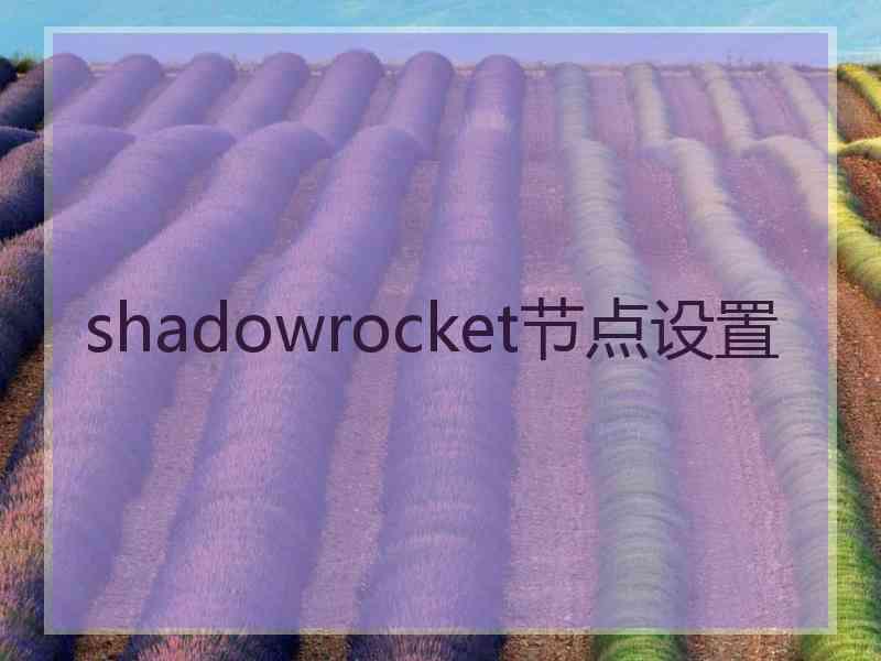 shadowrocket节点设置